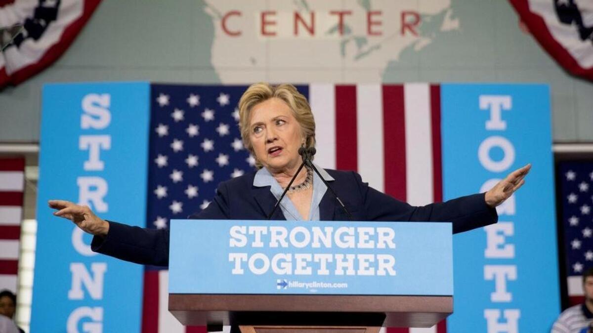 Democratic presidential candidate Hillary Clinton criticized Republican Donald Trump on taxes during a rally Monday in Toledo, Ohio.