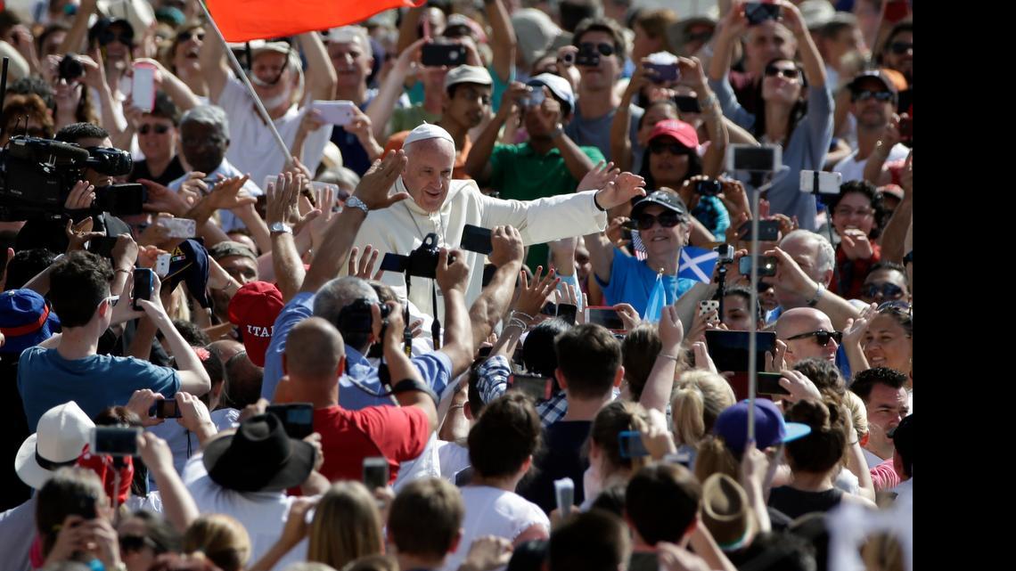 
Pope Francis, shown outside the Vatican, said Thursday that the world’s “structurally perverse” economic system is hurting the poor and turning the planet into an “immense pile of filth.”
