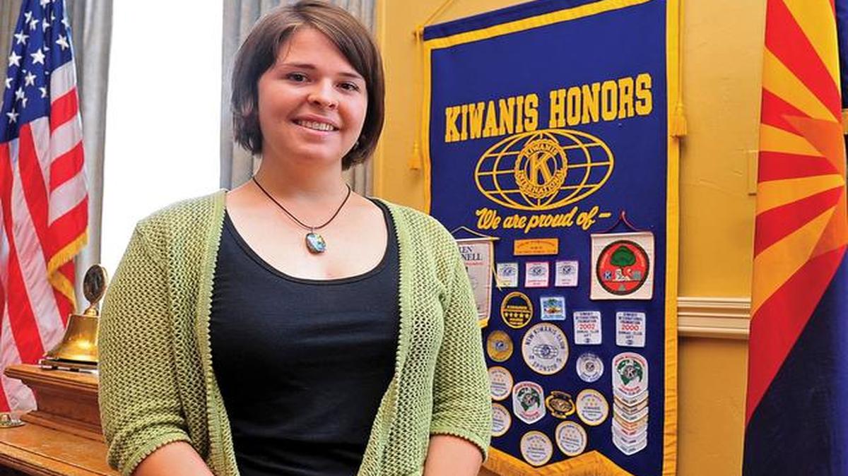 
Kayla Mueller is shown after speaking to a group in Prescott, Ariz., in May 2013. In August of that year, Mueller was abducted by Islamic State terrorists outside a hospital in Syria, and reports say she died last week while still in the group’s custody.
