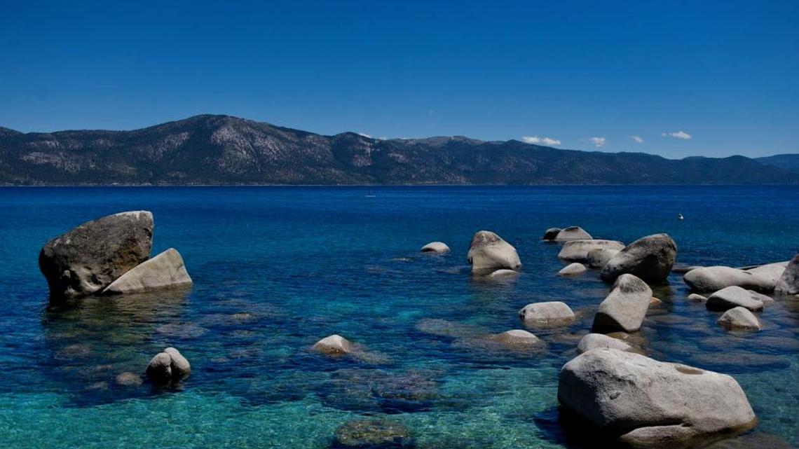 The pristine blue waters of Lake Tahoe in 2013. The lake has grown increasingly murky due to global warming and a lack of mountain snow.