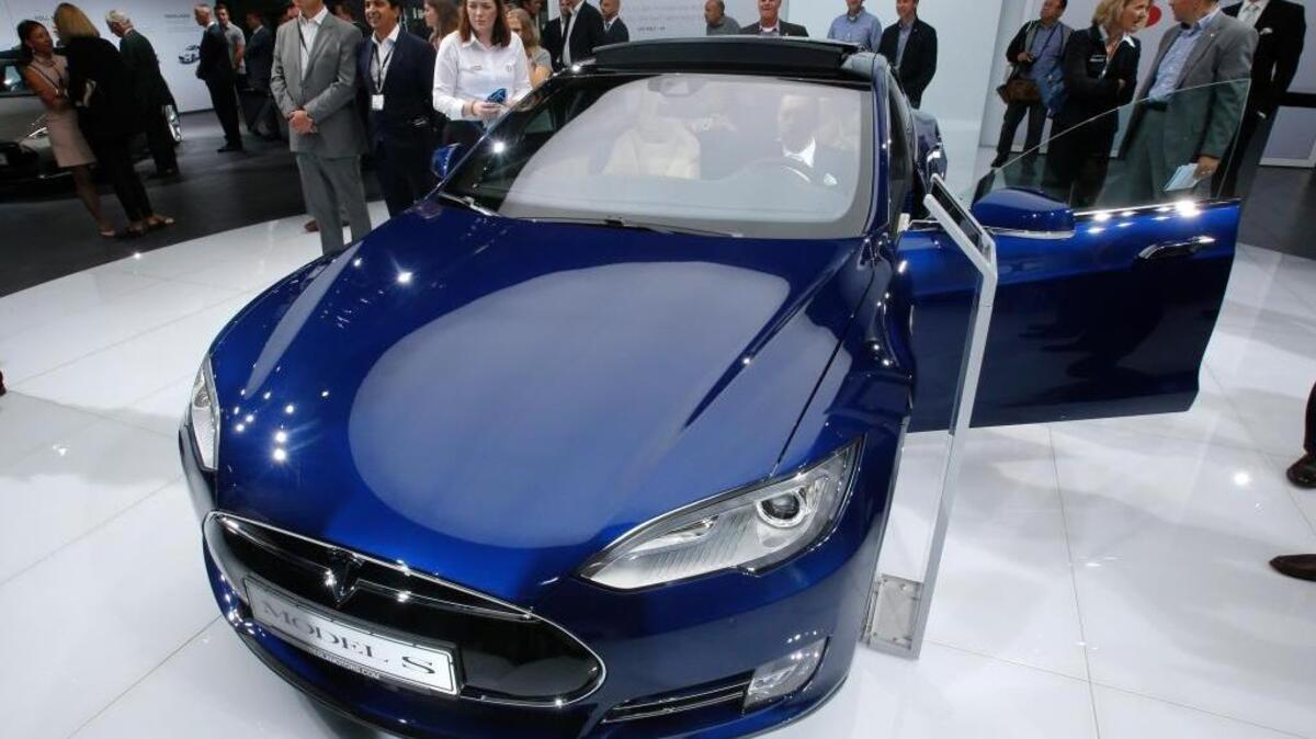 
A Tesla Model S is displayed at Frankfurt Auto Show earlier this month.
