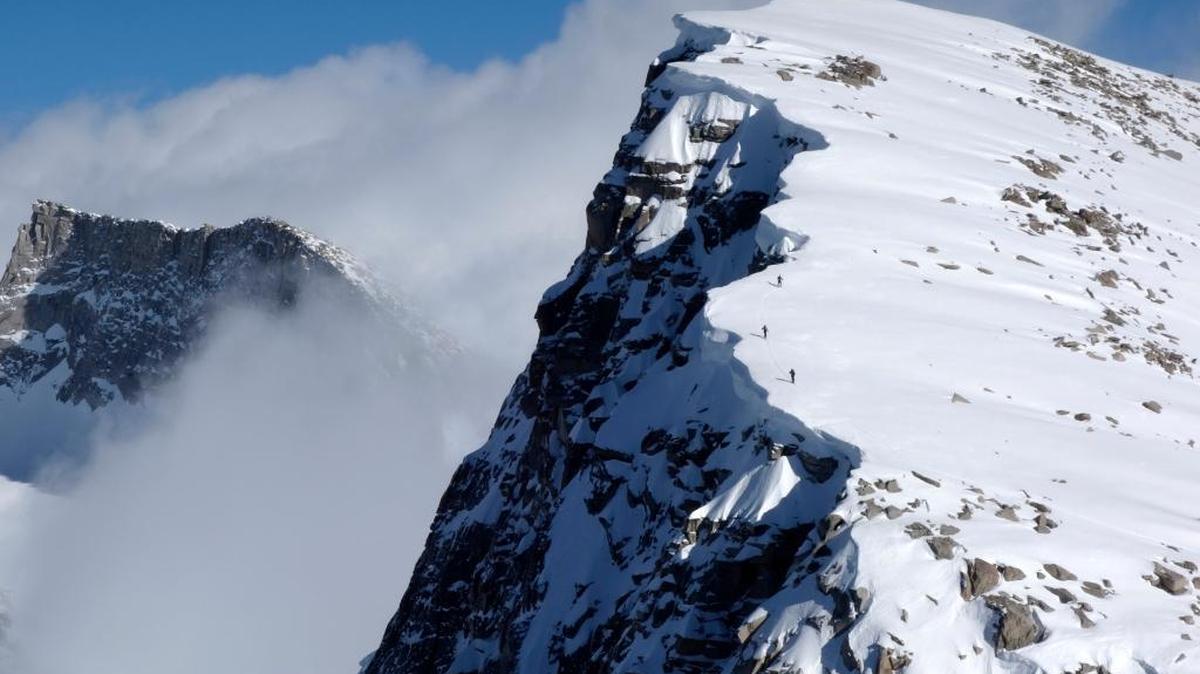 Skiers move uphill in Sequoia National Park on March 22.