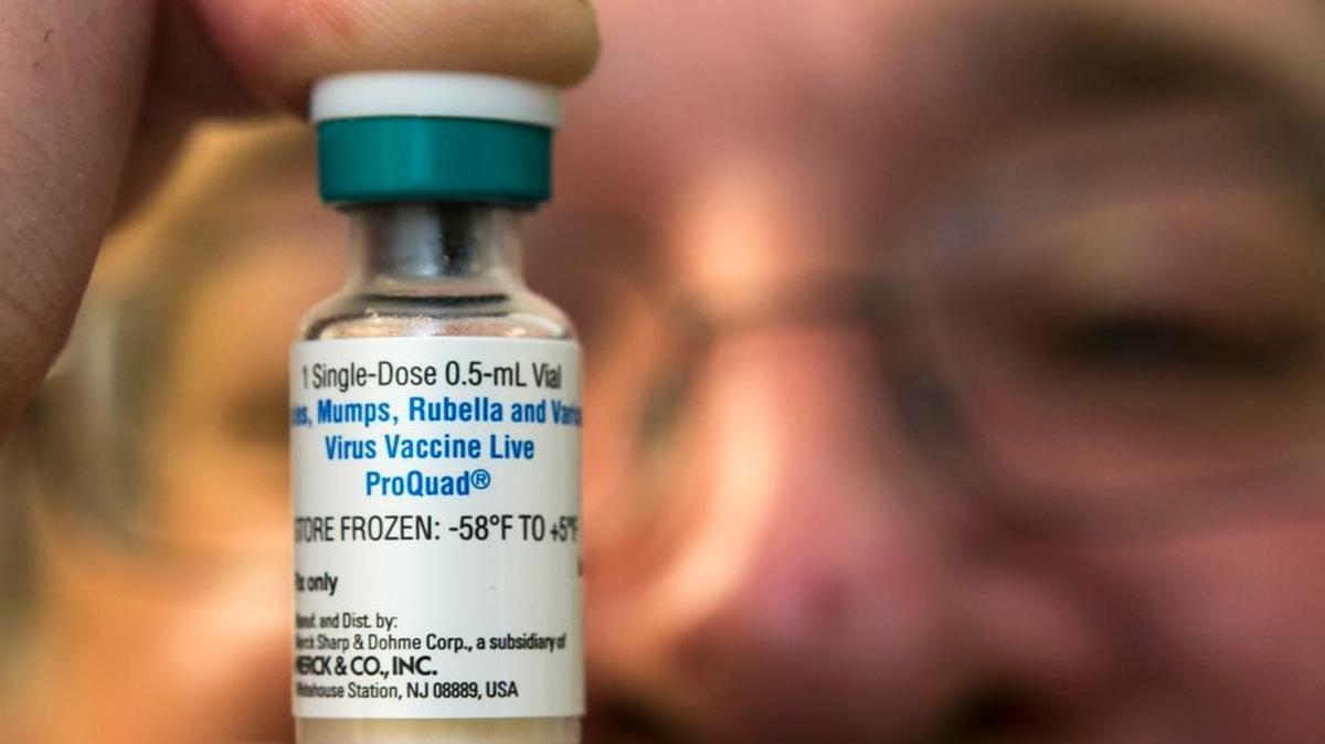 A dose of the measles-mumps-rubella vaccine. New state figures show California vaccination rates are rising in advance of a new state immunization law.