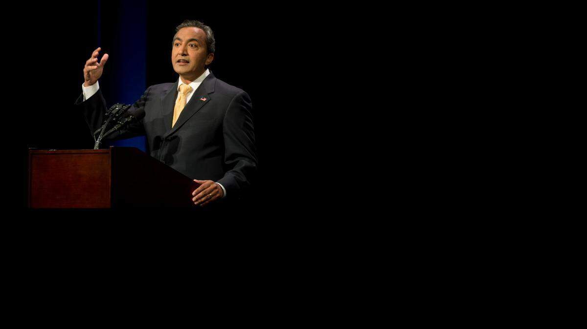 
Incumbent Congressman Ami Bera responds to questions during his debate with Doug Ose last week in Sacramento.
