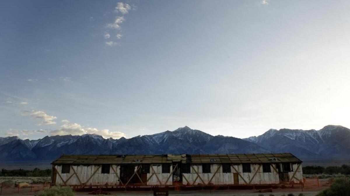 A building that was once a housing barrack for Japanese Americans interned at the Manzanar War Relocation Camp during World War II sits on what is now Manzanar National Historic Site in the Owens Valley.