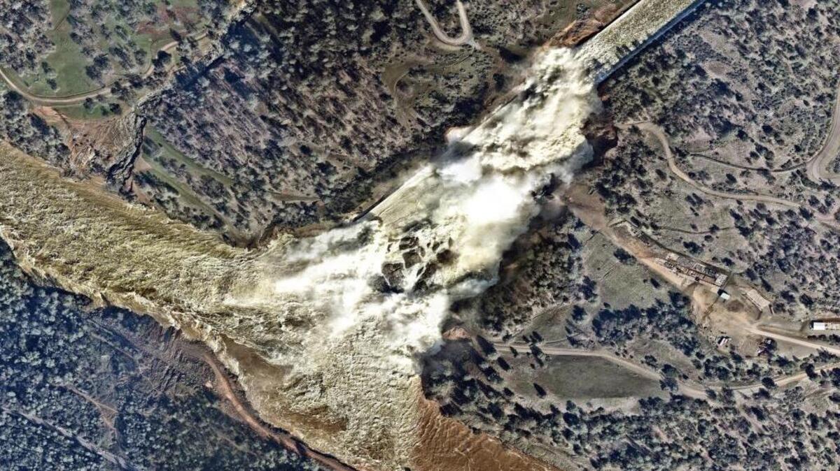 An aerial photo of the Oroville Dam taken on February 14, 2017.