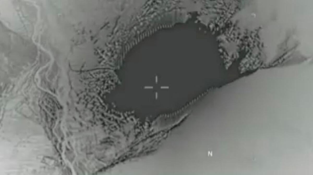 Image of a massive U.S. bombing of an Islamic State tunnel complex Thursday.