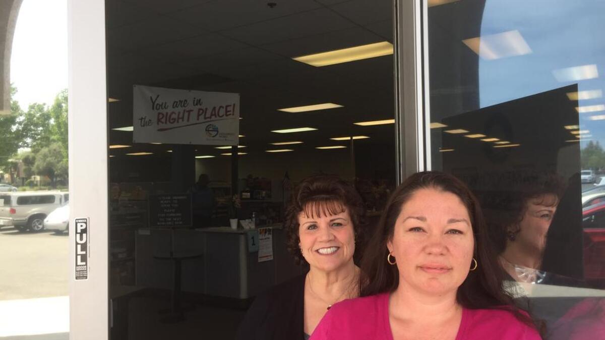 Julie Faris, with her job coach, LaRee LaRose, at Sacramento Works.