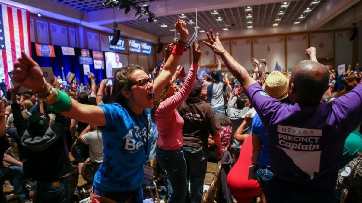 Supporters of Sen. Bernie Sanders were unruly during the Nevada state Democratic Party convention this month in Las Vegas.