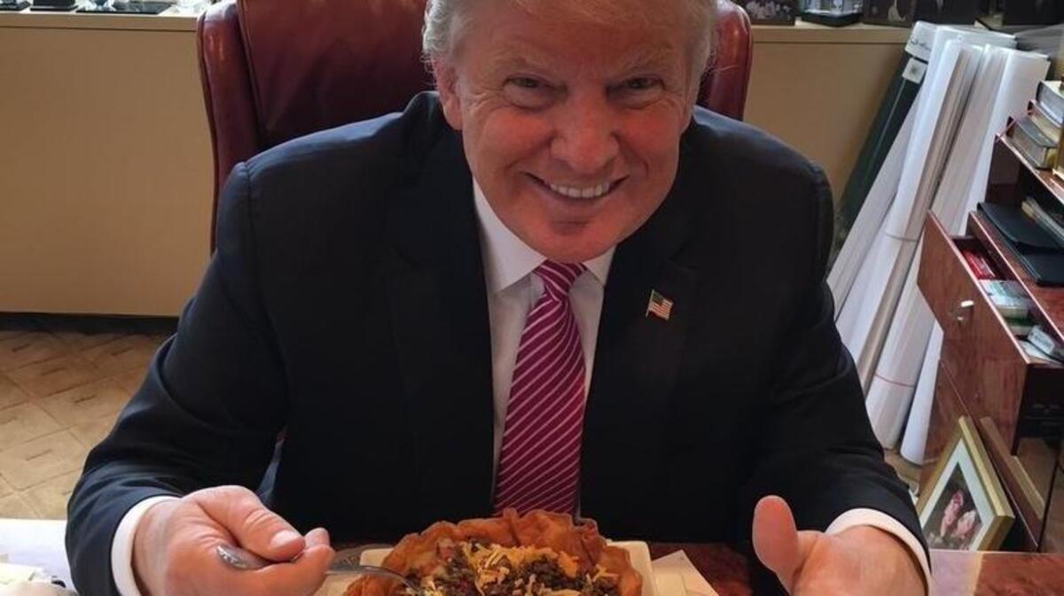 Donald Trump tweeted a picture of himself last week eating a taco bowl in what appeared to be his Trump Tower office.