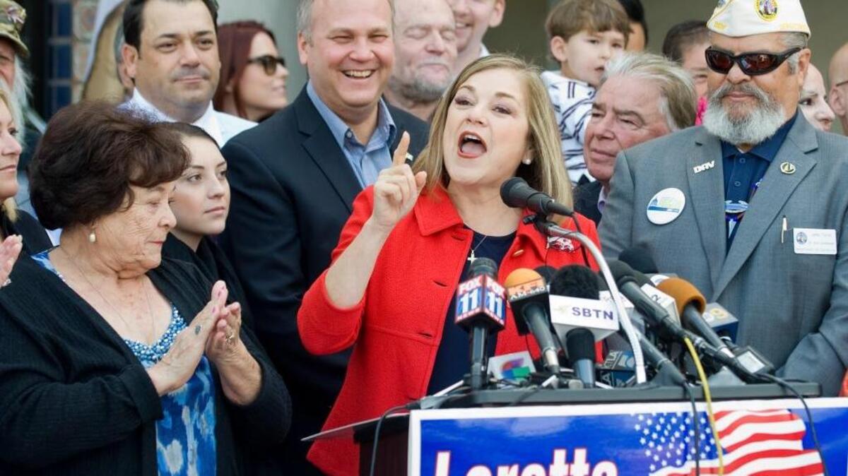 Rep. Loretta Sanchez, D-Orange, announces her candidacy for U.S. Senate during a news conference, Thursday, May 14, 2015, in Santa Ana.