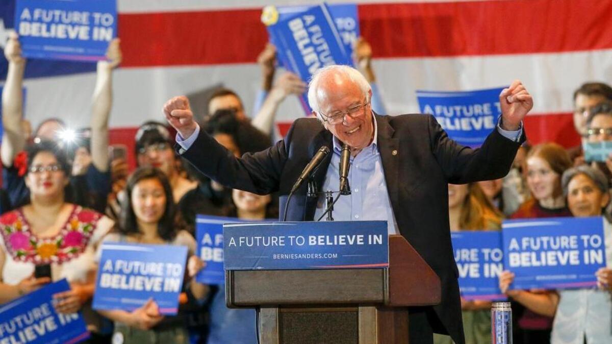 Sen. Bernie Sanders, at a campaign rally in Anaheim on Tuesday, is the best candidate to defeat Donald Trump in the presidential race, a letter writer argues.