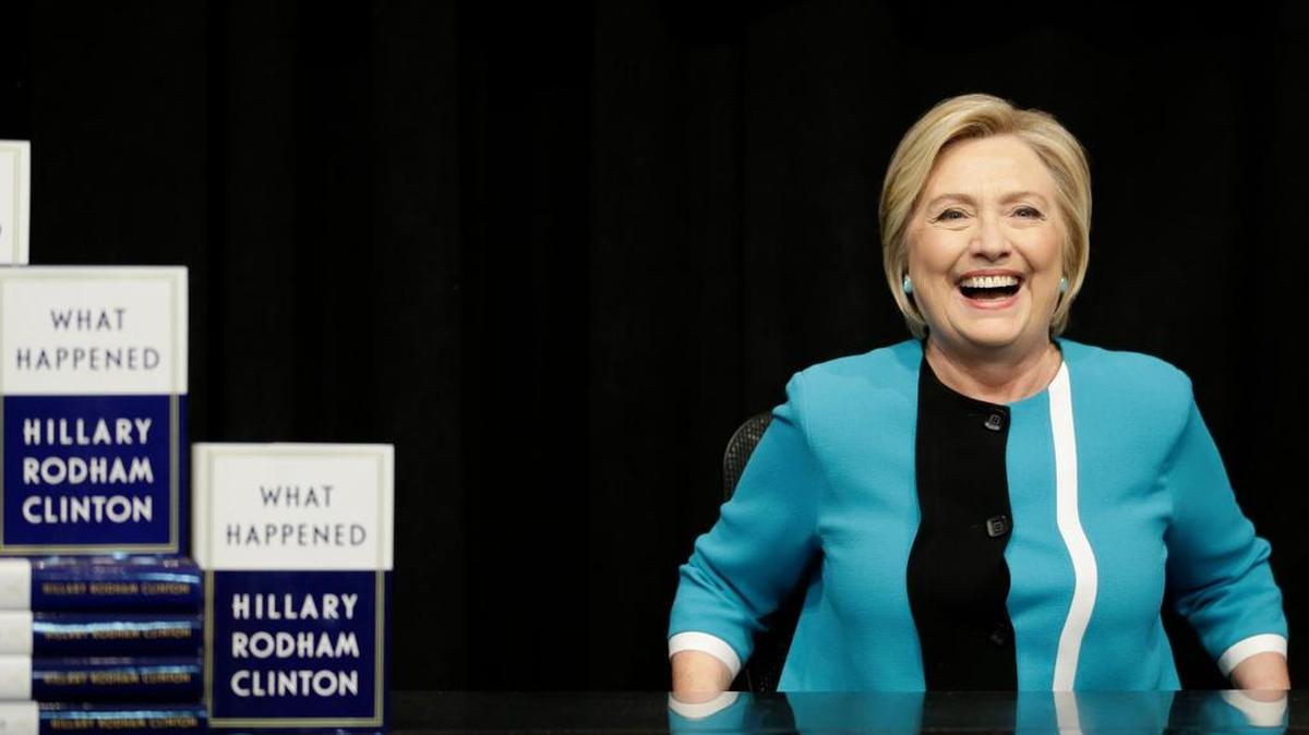 Hillary Clinton prepares to sign copies of her book, “What Happened,” at a book store in New York on Tuesday.