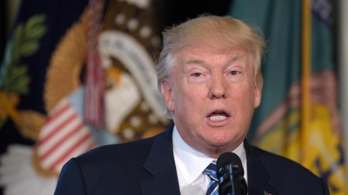 President Donald Trump speaks April 21 at the Treasury Department in Washington. Letter writers comment on the first 100 days of the Trump administration.