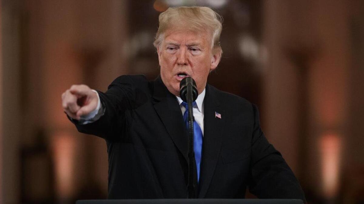 President Donald Trump speaks during a news conference in the East Room of the White House on Nov. 7.