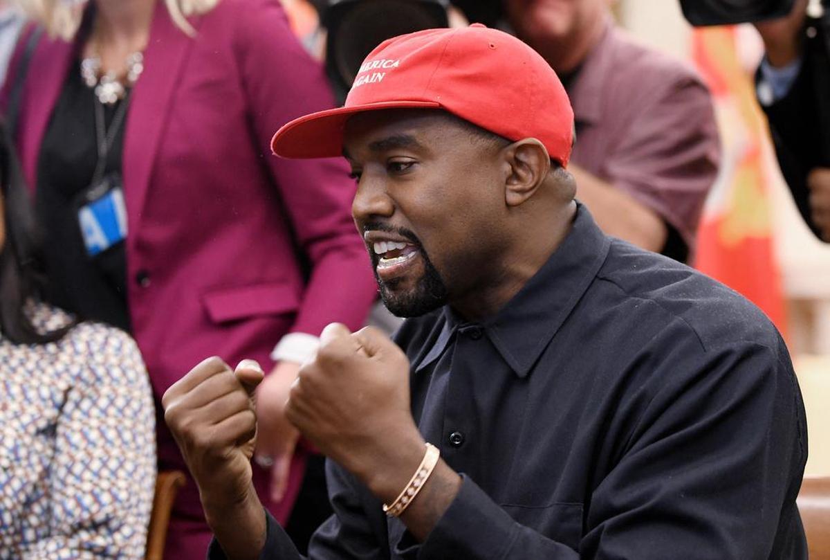 Kanye West speaks in the Oval Office during a 2018 meeting with former President Donald Trump. Jewish California lawmakers are calling on German sportswear company Adidas to drop the rapper after he repeatedly made antisemitic statements.