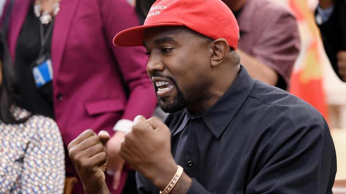 Kanye West speaks in the Oval Office during a meeting with President Donald Trump to discuss criminal justice system and prison reform on Thursday.