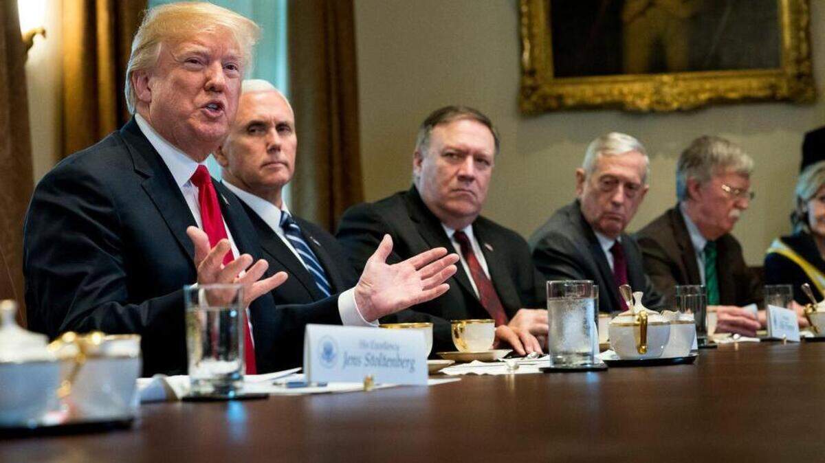 President Donald Trump holds a Cabinet meeting at the White House on May 17. The author of an anonymous essay in The New York Times writes that some advisers discussed invoking the 25th Amendment, but no one wanted a constitutional crisis.