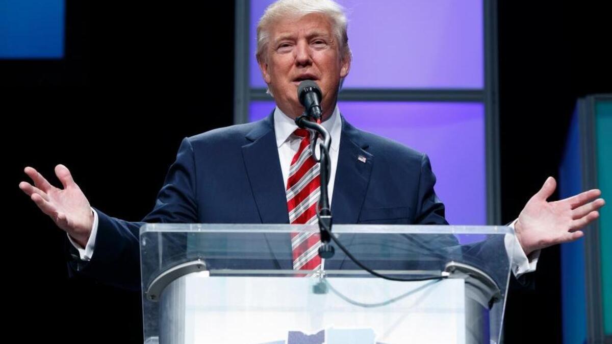 Republican presidential candidate Donald Trump speaks Thursday in Pittsburgh.