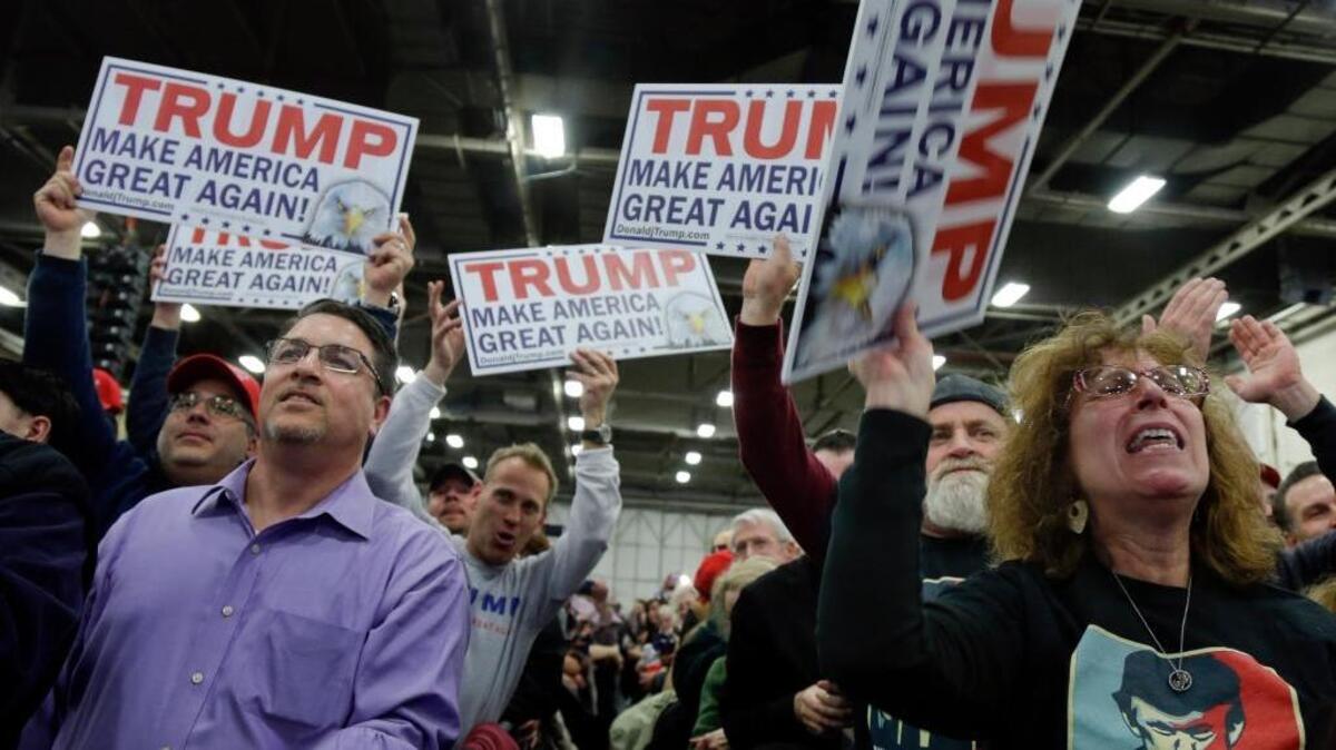 Supporters of Donald Trump – like these at a campaign rally Wednesday in Bethpage, N.Y. – will be extremely hard to pry away from their hero, commentator Charles Krauthammer says.