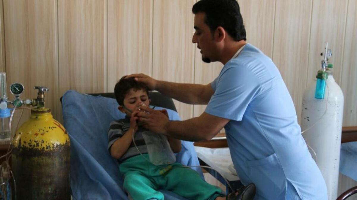 Mohammed Hussein, 3, a victim exposed to an Islamic State chemical attack, receives treatment at a hospital Friday, March 11, 2016, in Taza, Iraq.