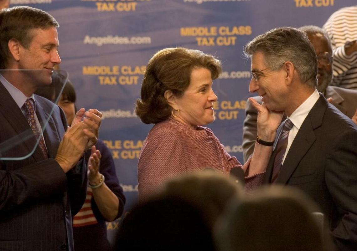 Sen. Dianne Feinstein and then Treasurer Phil Angelides during Angelides’ run for governor in 2006.