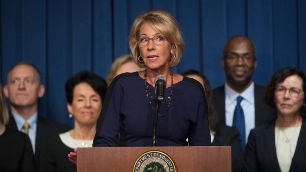 Education Secretary Betsy DeVos seems to have a lack of familiarity with the debate over how student achievement should be measured – by a single measure of proficiency or by how much improvement is seen over time.
