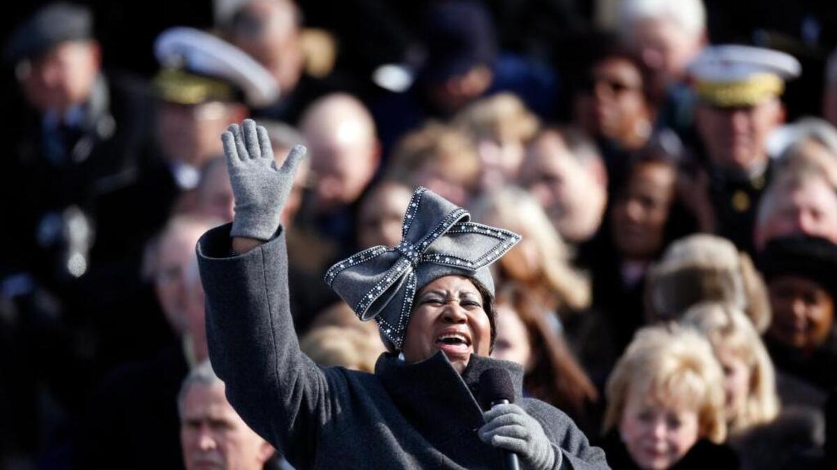 Aretha Franklin sings “America the Beautiful” at President Barack Obama’s inauguration on Jan. 20, 2009.