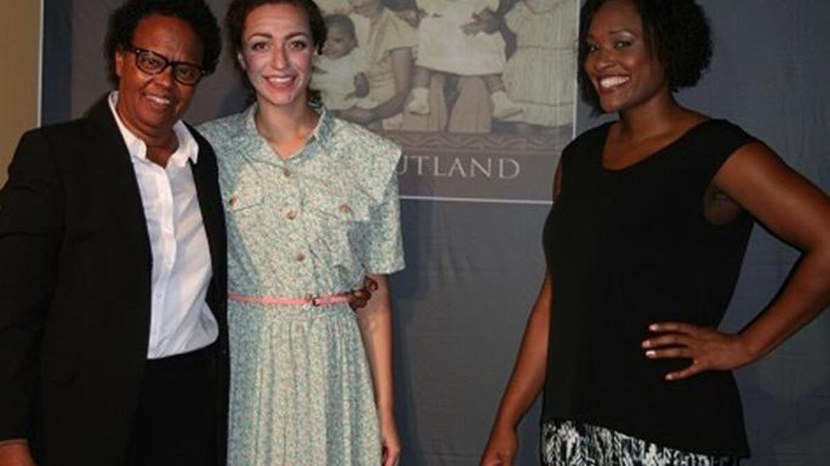 Ginger Rutland, as her father, Bill Rutland; Shawna James as Eva Rutland; and Brooklynn Solomon as Ginger Rutland.