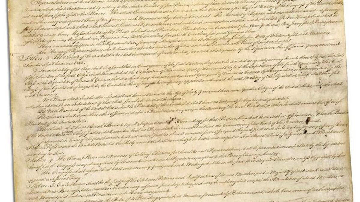 First page of the Constitution of the United States.