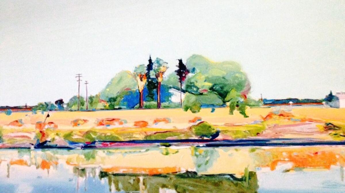 The north state’s treasured Delta, as depicted by Gregory Kondos in his 1986 painting “Sacramento River Summer.”