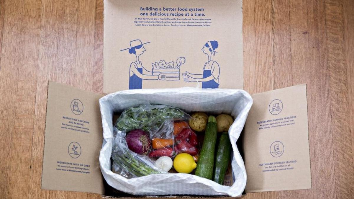 A Blue Apron meal-kit package.