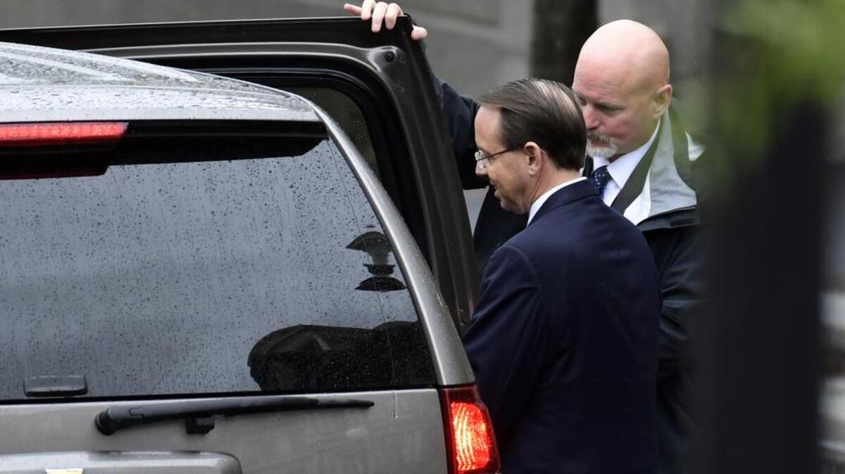 Deputy Attorney General Rod Rosenstein leaves the White House on Monday amid speculation about his future.