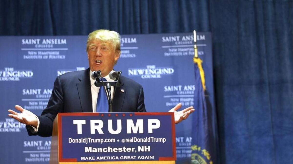 Republican presidential candidate Donald Trump attends an event in Manchester, N.H. on Wednesday. His deportation plan was a point of contention at Tuesday night’s debate.