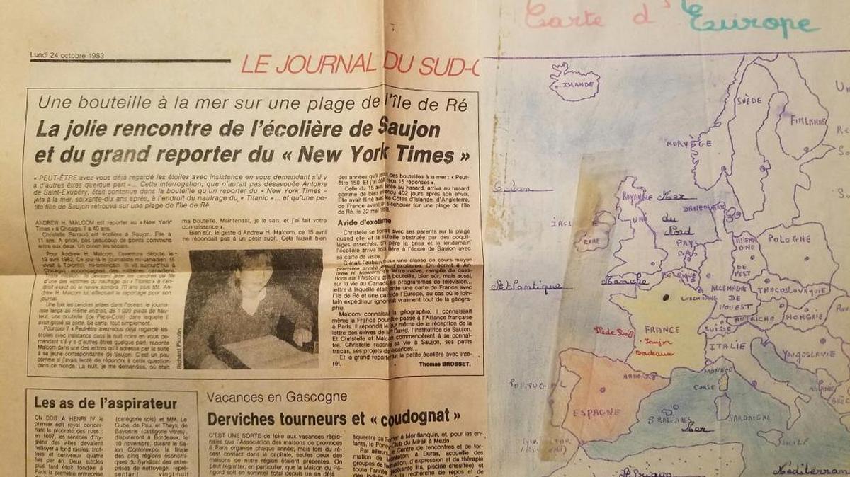 In 1983, a girl in France, Christelle Barraud, found a message in a bottle and made news in her hometown paper.