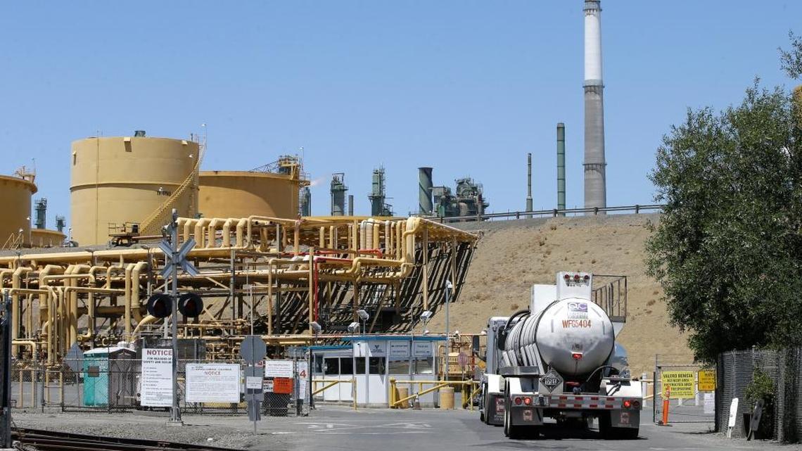 A truck drives into the Valero refinery in Benicia in July.