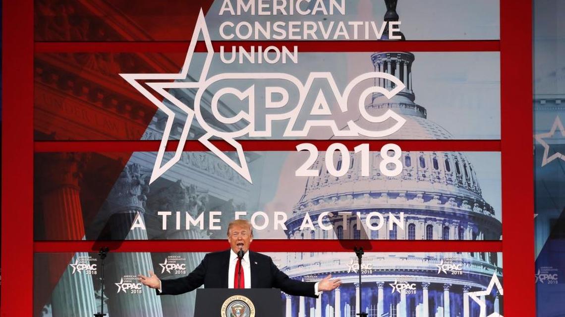President Donald Trump speaks to the Conservative Political Action Conference on Feb. 23