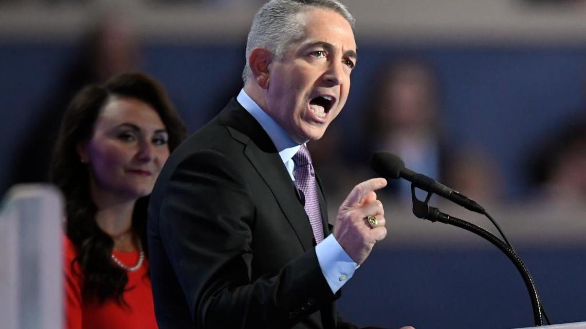 Doug Elmets, former Reagan administration official, speaks during the final day of the Democratic National Convention in Philadelphia on July 28, 2016.