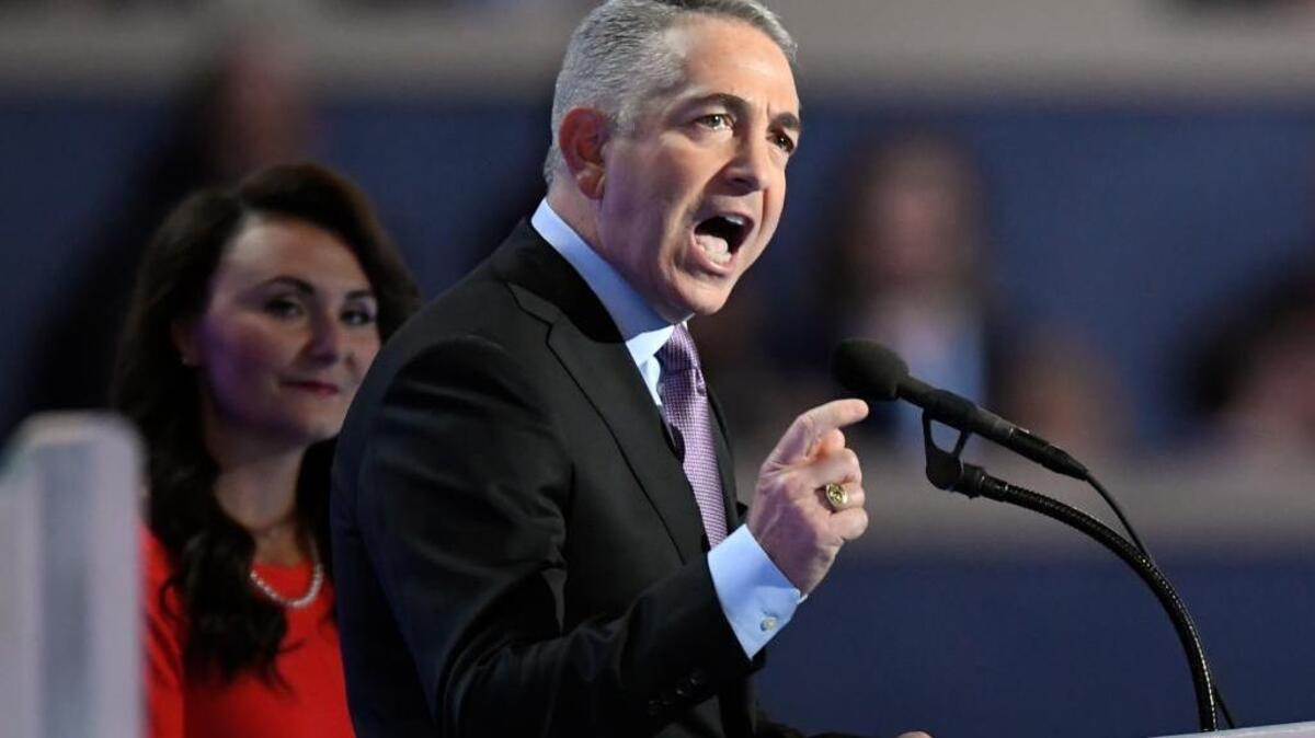 Doug Elmets, former Reagan administration official, speaks during the final day of the Democratic National Convention in Philadelphia on July 28, 2016.