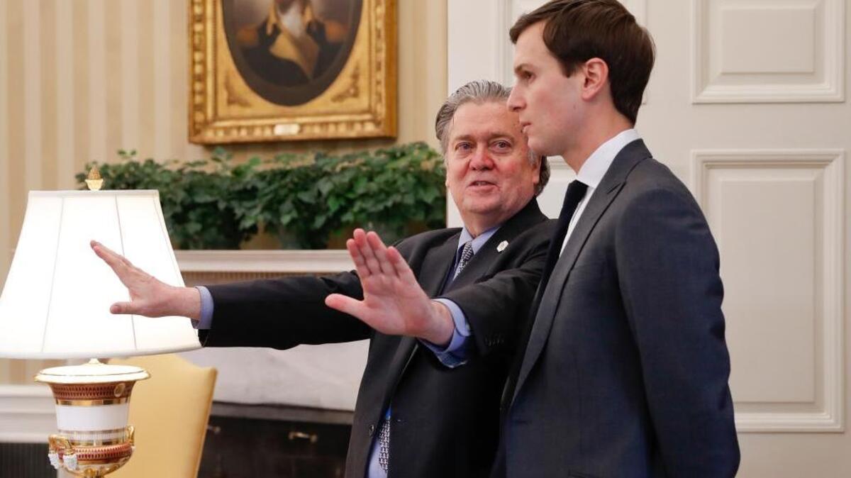 The current West Wing intrigue between Steve Bannon, left, and Jared Kushner is a high-stakes struggle to provide the soul for a soulless presidency.