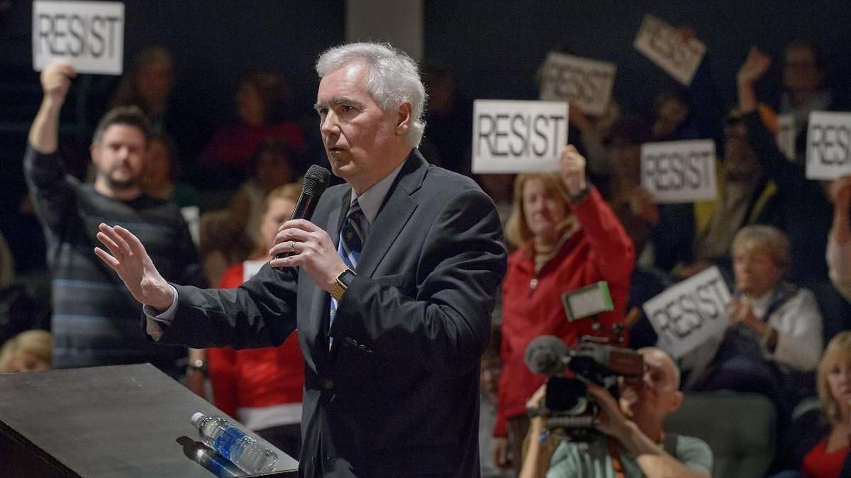 In a scene reminiscent of tea party protests, Congressman Tom McClintock faced demonstrators at his town-hall meeting at the Tower Theater in Rosevillle this month. He left the meeting with a police escort.