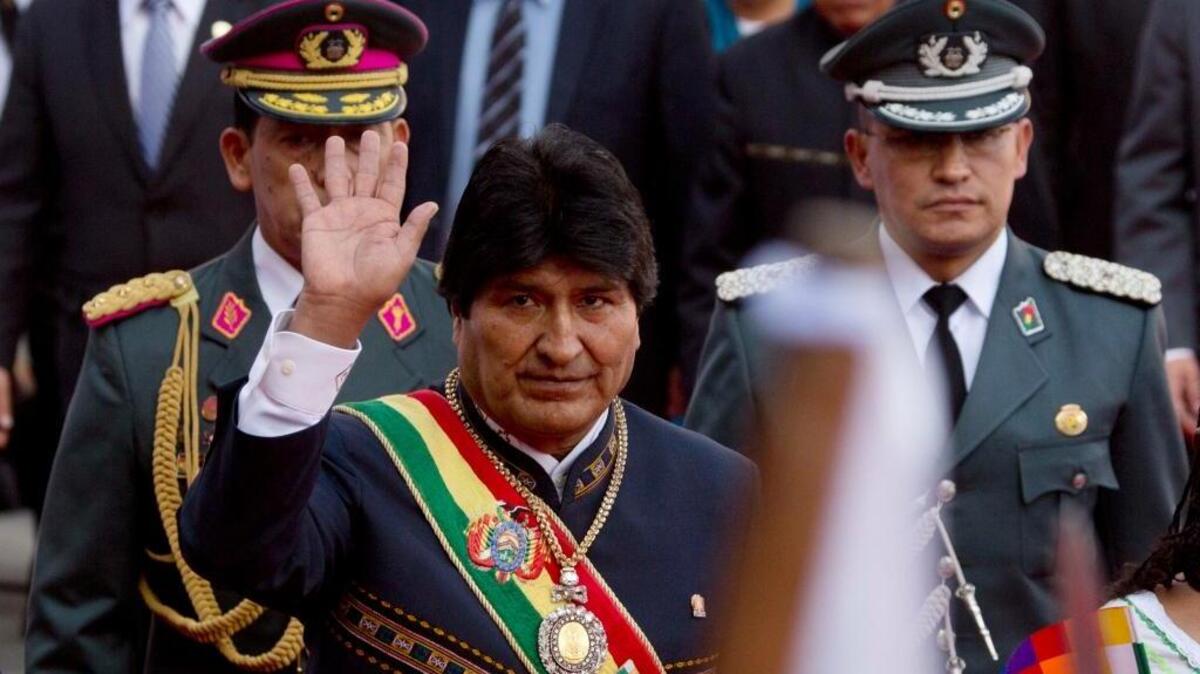 Bolivia’s President Evo Morales arrives at the National Congress to deliver his state of the nation address in La Paz, Bolivia, on Jan. 22. Morales is marking 11 years as the leader of the South American country.