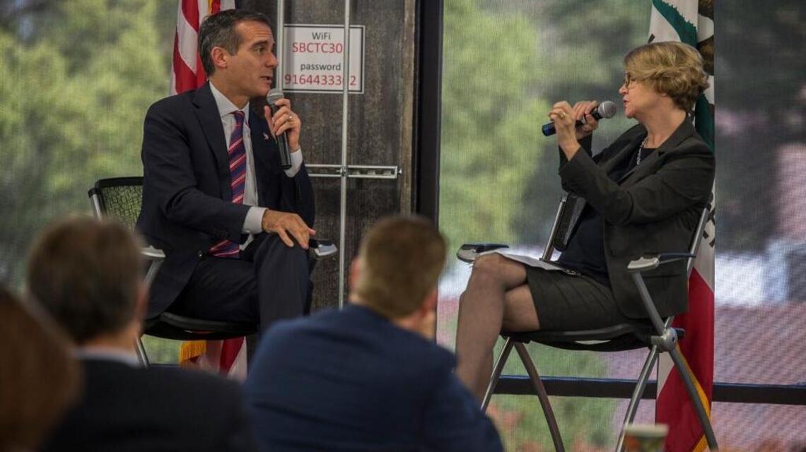 Is L.A. Mayor Garcetti being coy about running for governor? If he gets in, he’d be formidable