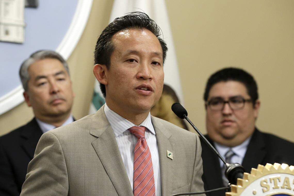Assembly David Chiu, D-San Francisco, at a Capitol news conference, Tuesday, May 9, 2017, in Sacramento, Calif. (AP Photo/Rich Pedroncelli)