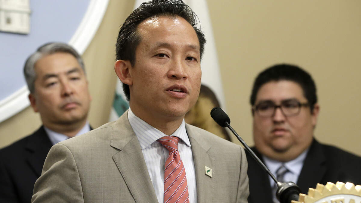 Assembly David Chiu, D-San Francisco, at a Capitol news conference, Tuesday, May 9, 2017, in Sacramento, Calif. (AP Photo/Rich Pedroncelli)