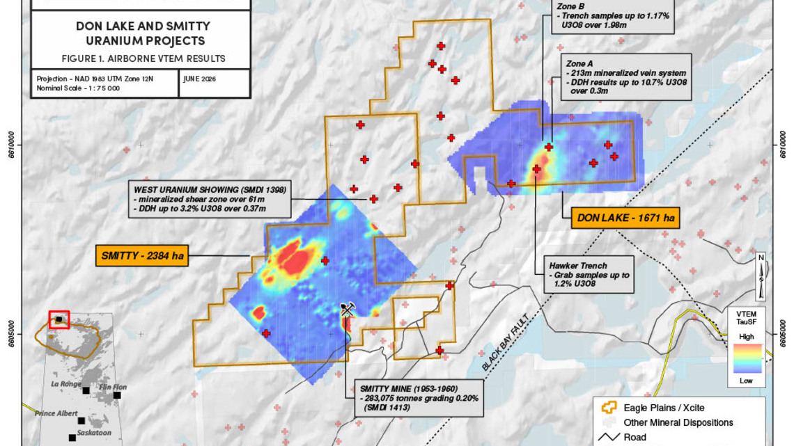 Eagle Plains and Xcite Define Prospective Geophysical Trends at Don Lake and Smitty Uranium Projects, SK 