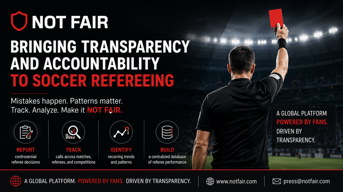 NotFair.com Launches Platform for Tracking and Analyzing Soccer Referee Decisions 