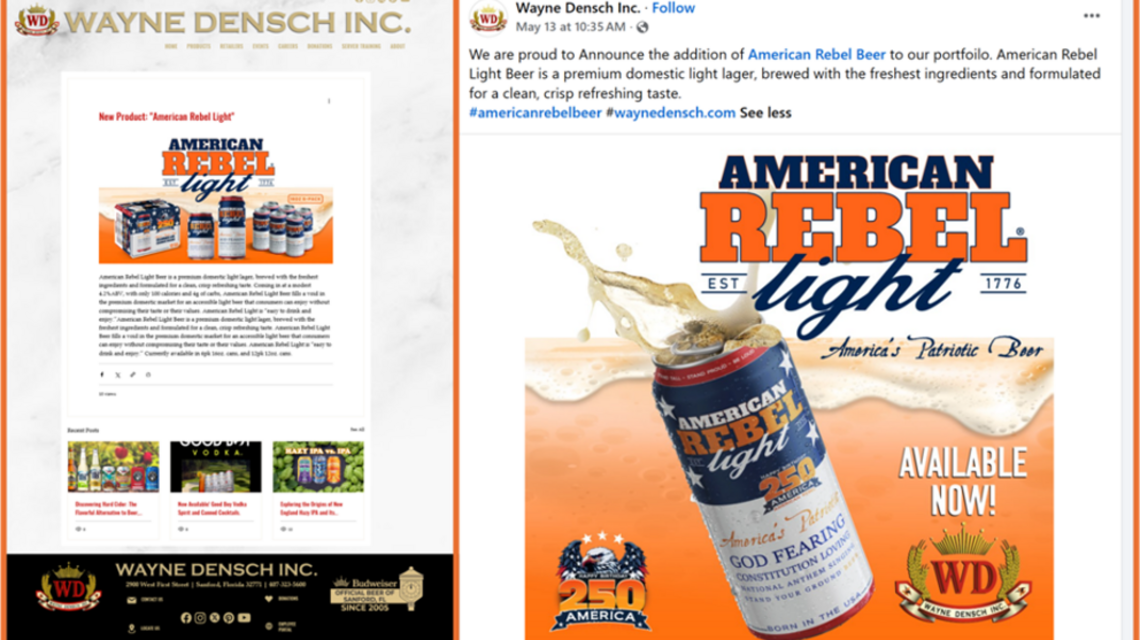 American Rebel Holdings, Inc. (OTC:AREB) Proudly Announces American Rebel Light Beer - America's Patriotic Beer - Is Now Available in Central Florida Through Wayne Densch, Inc. 