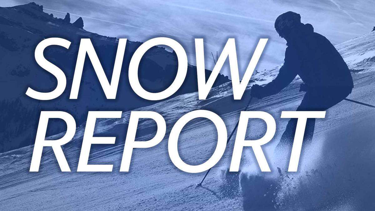 Snow report illustration depicting a skier shedding the slopes in Tahoe.