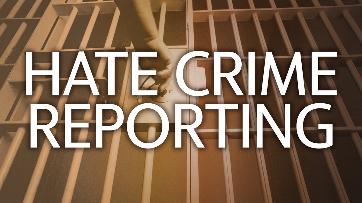 Hate crime reporting with a background of a jail cell